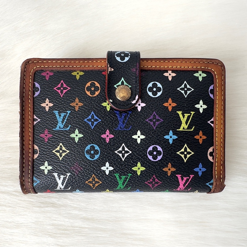 ✨LOUIS VUITTON Black Multicolor Viennois Portefeuille French Purse Wallet M92988 - Picture 2 of 16